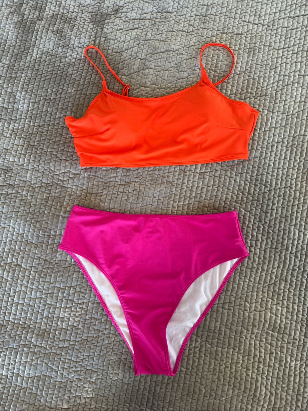 SHEIN Hot Pink & Orange Bikini High-Waist - sz 1XL